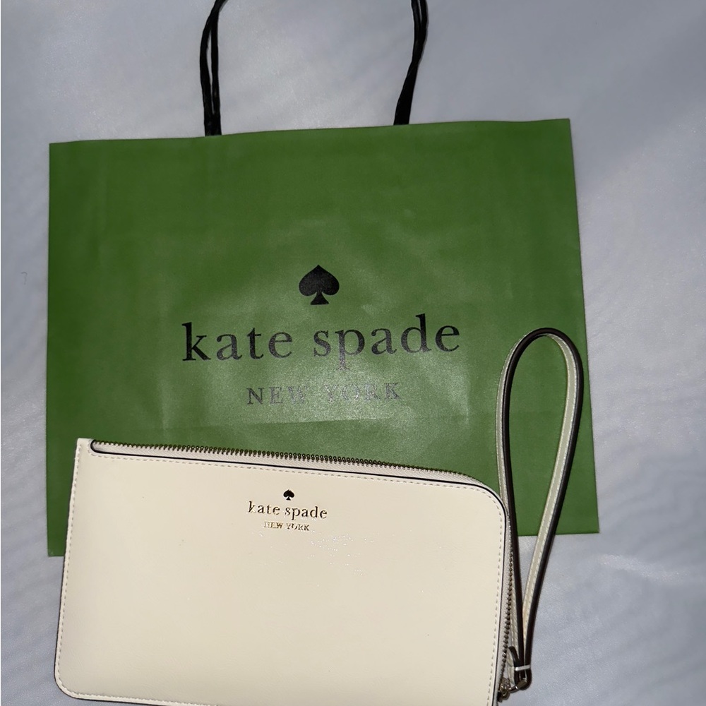 Kate Spade Ivory Wristlet with Black Accents